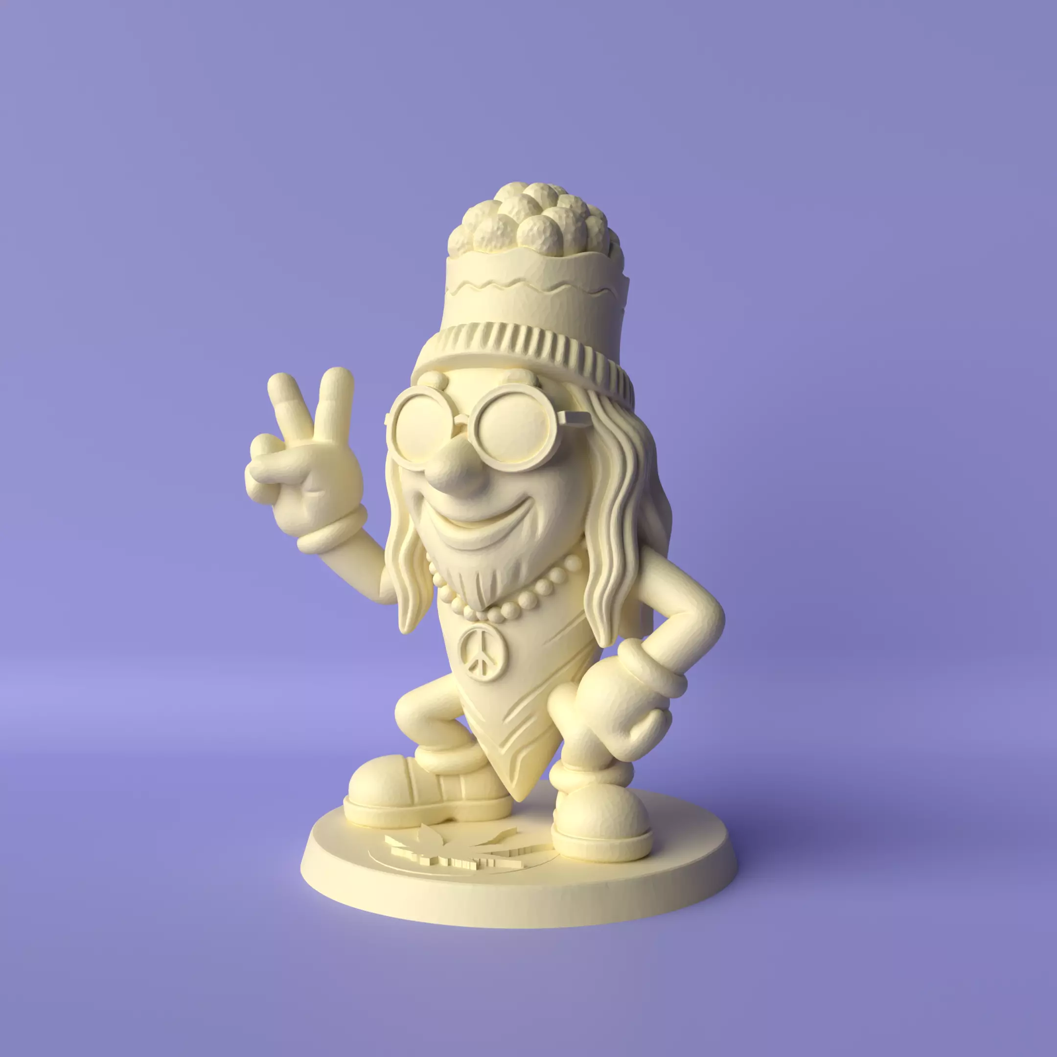 Bluntito Hippie Weed Mascot Sculpture 3D print model_0