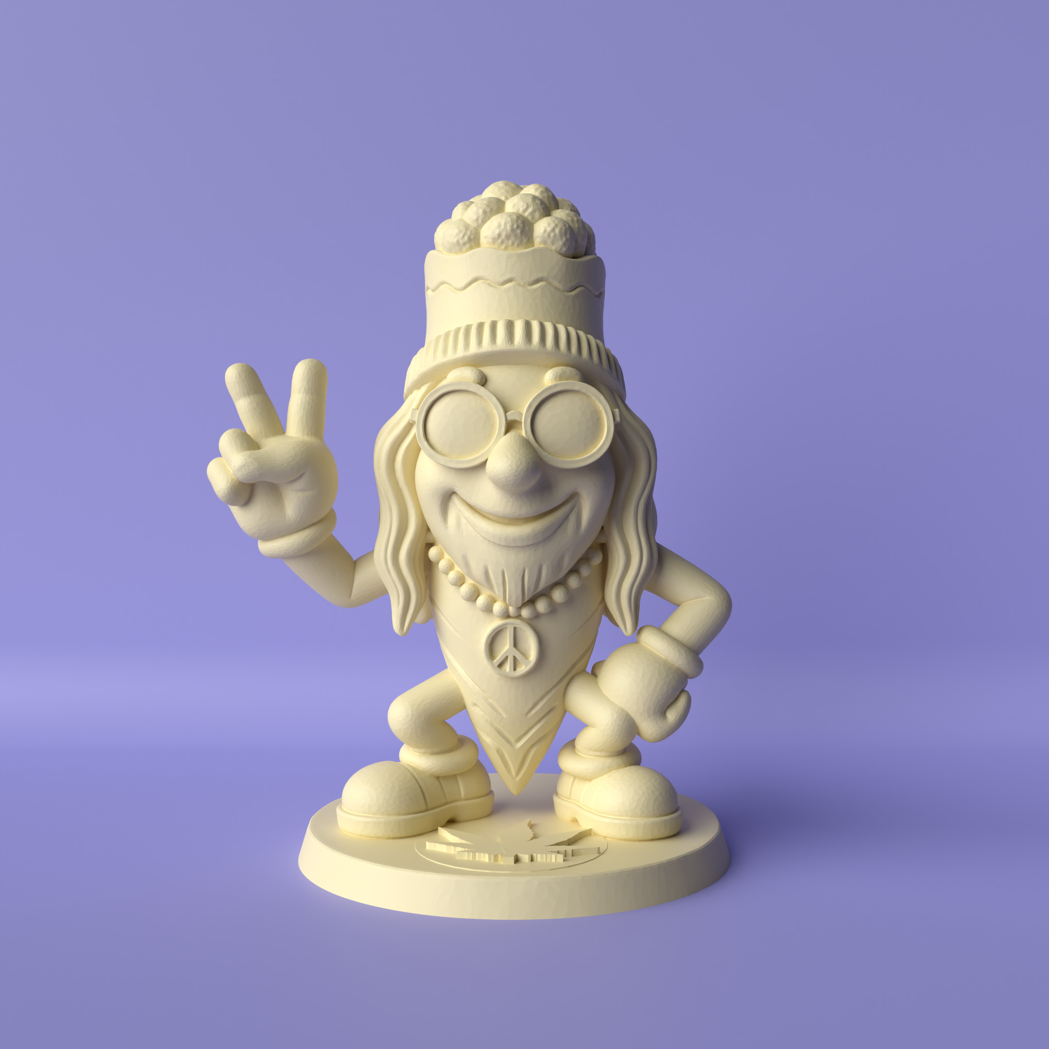 Bluntito Hippie Weed Mascot Sculpture 3D print model_1