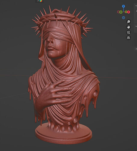 Mater Dolorosa Blindfolded Mary with Crown of Thorns Sculpture 3D print model