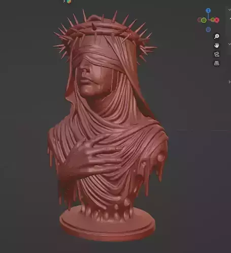 Mater Dolorosa Blindfolded Mary with Crown of Thorns Sculpture 3D print model