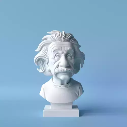 Einstein Caricature Bust  Stylized and Funny Sculpture 3D print model