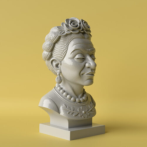 Frida Kahlo Caricature Bust Stylized and Decorative Sculpture 3D print model