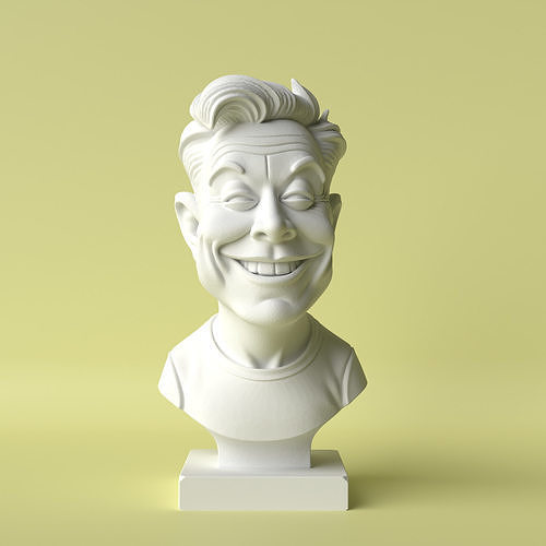 Elon Musk Caricature Bust  Stylized and Decorative Sculpture 3D print model