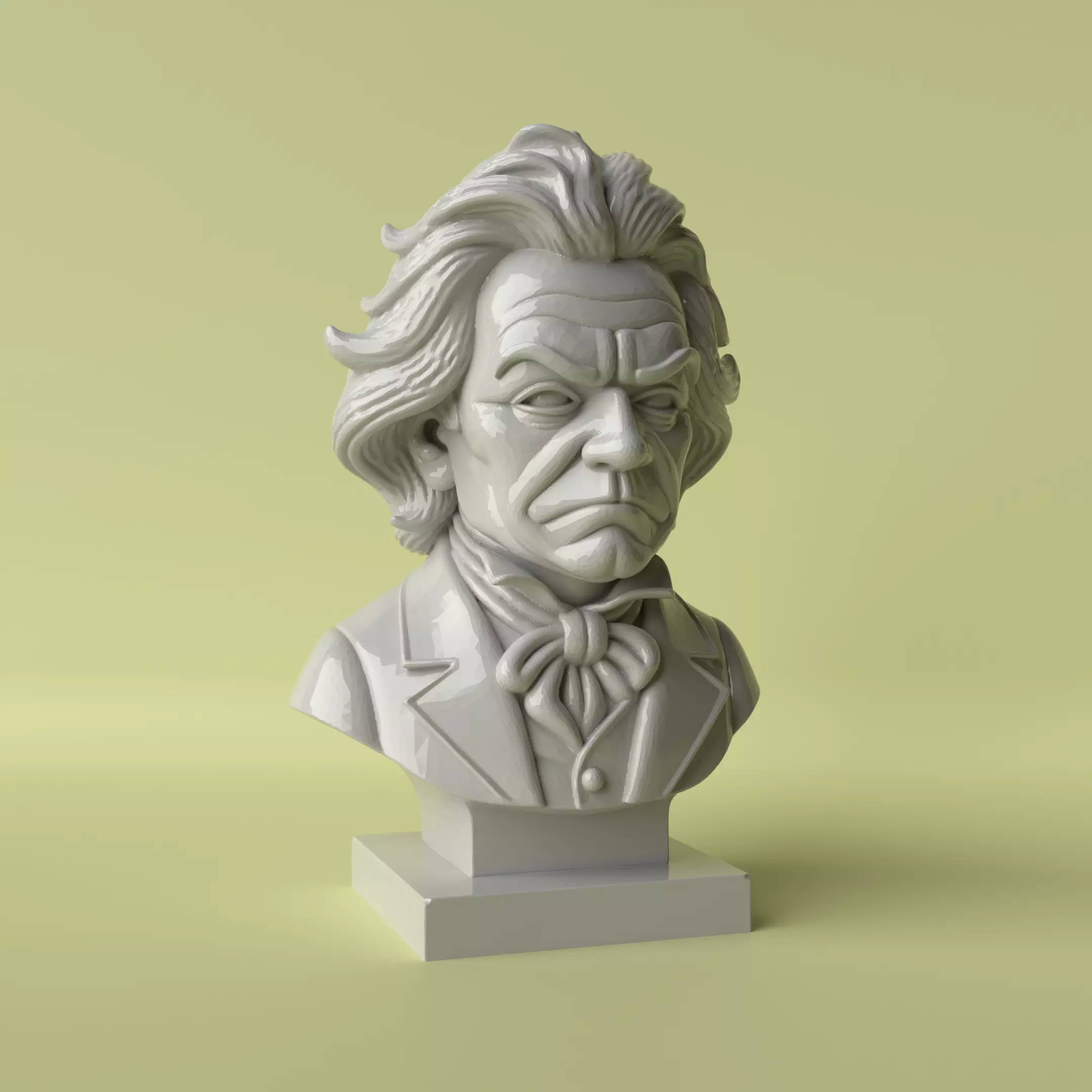 Beethoven Caricature Bust Stylized and Decorative Sculpture 3D print model