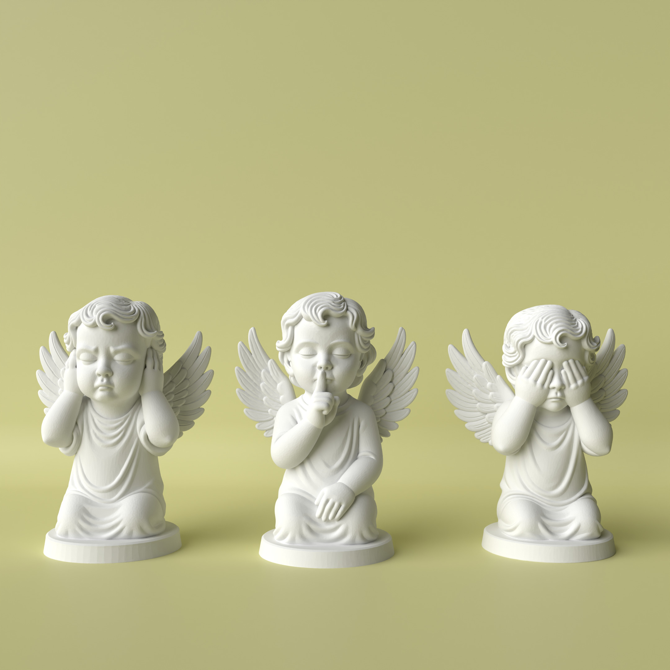 Three Little Angels See No Evil Speak No Evil Hear No Evil 3D print model_2