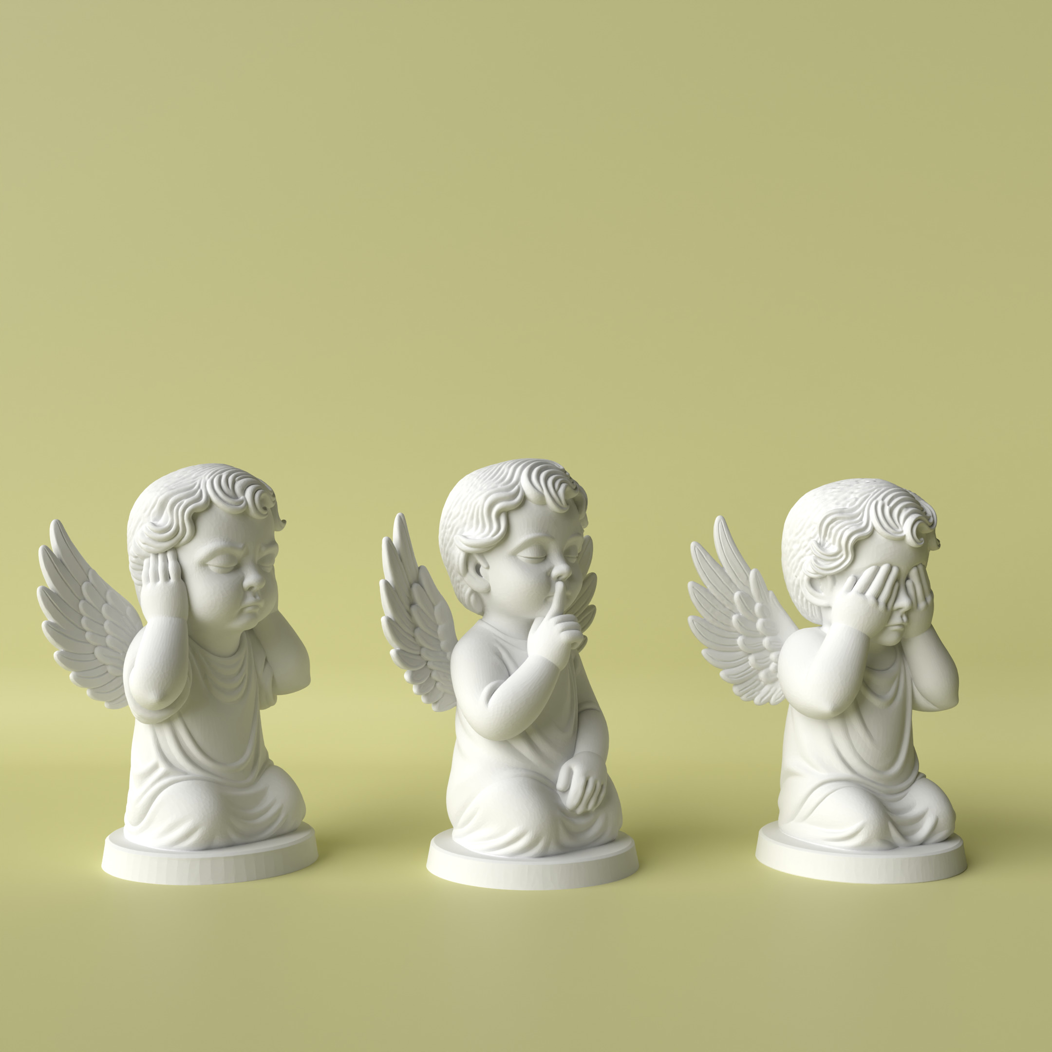 Three Little Angels See No Evil Speak No Evil Hear No Evil 3D print model_1