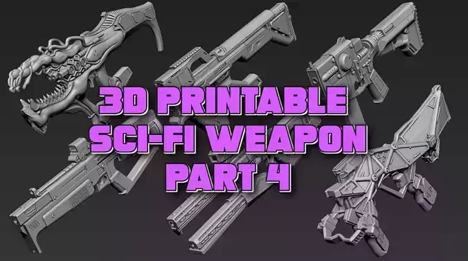 3D Printable Sci-Fi Weapon Part 4 3D model