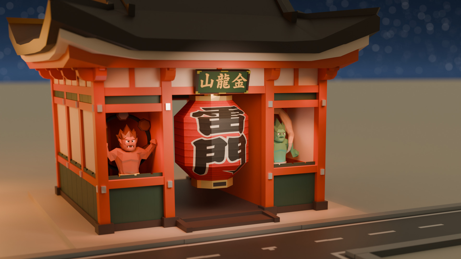 Kaminarimon Gate Low-poly 3D model_4