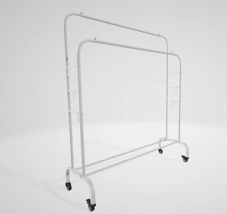 Coat Rack with Wheels 3D model
