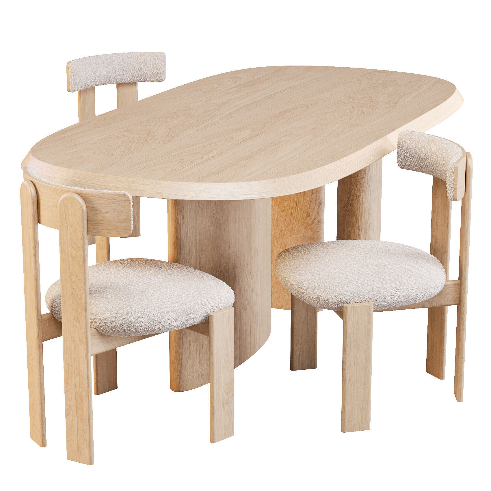 Dining Set - Bonaldo Padiglioni Table and Pi Chairs 3D model_1