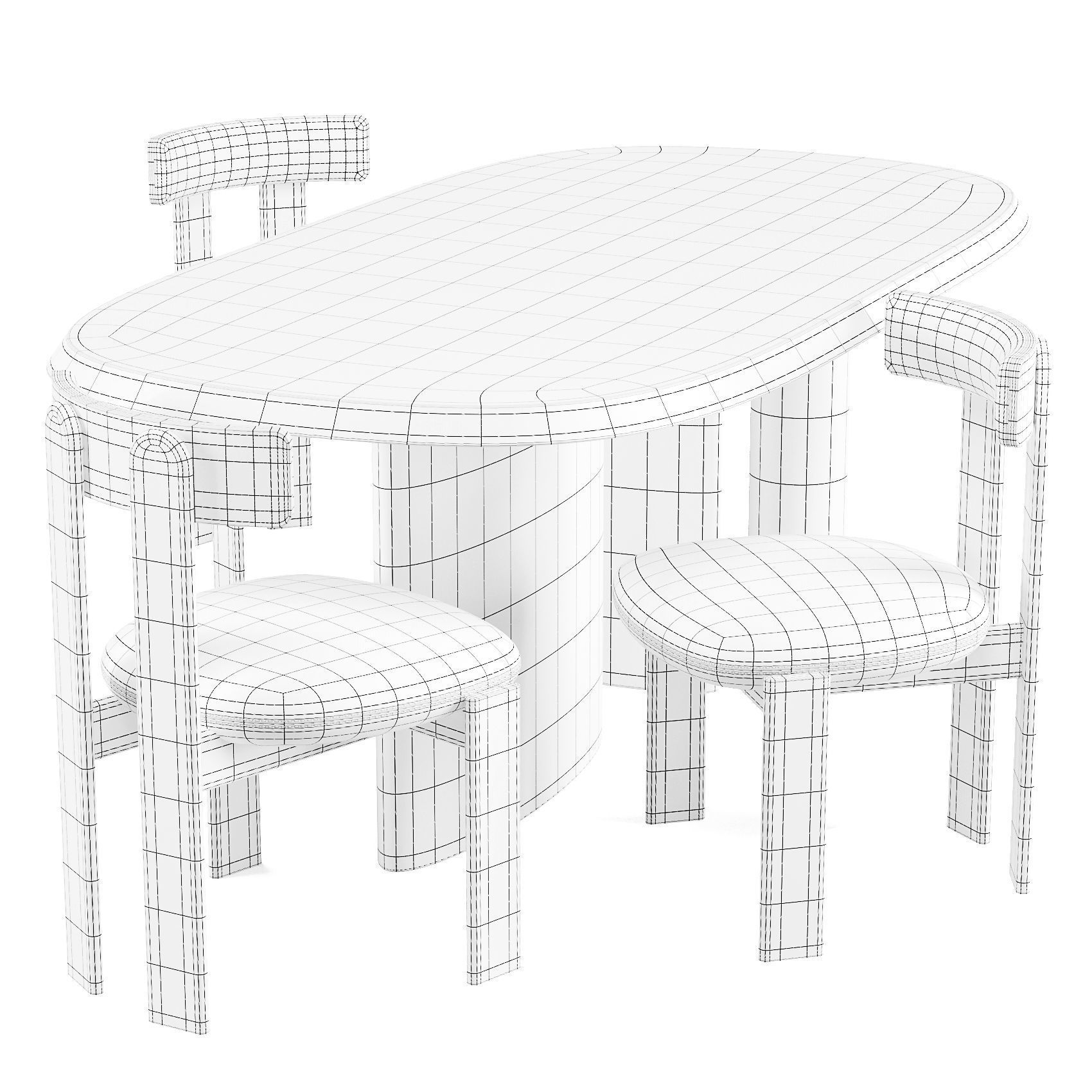 Dining Set - Bonaldo Padiglioni Table and Pi Chairs 3D model_8