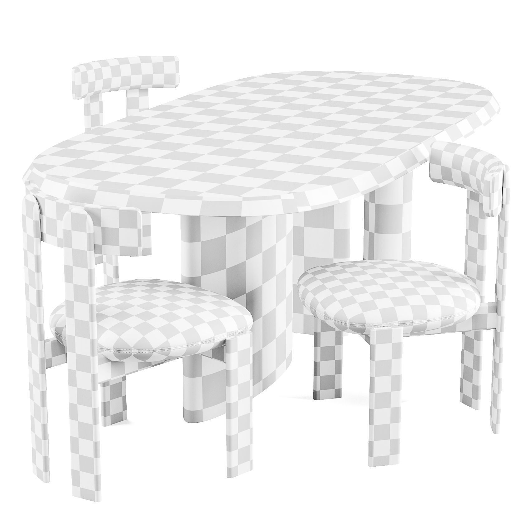 Dining Set - Bonaldo Padiglioni Table and Pi Chairs 3D model_7