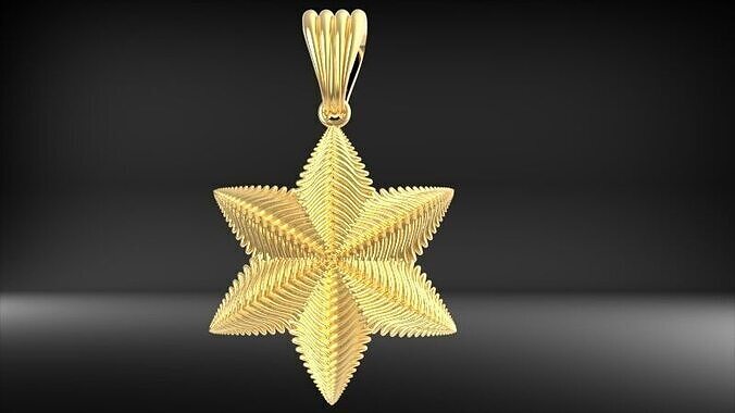 Dainty textured style Italian Star Pendant 3D print model