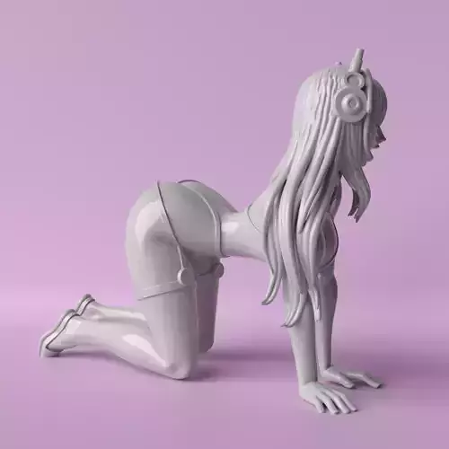 Wild Curve  Stylized Quadruped Pose Female Sculpture