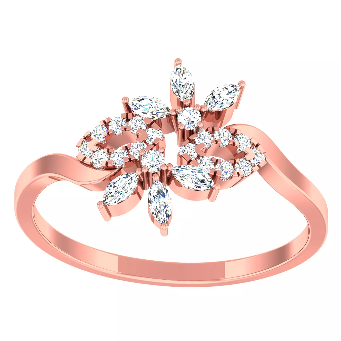 Diamond light gold ring 3D print model