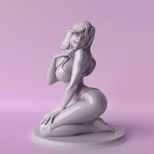 Tease Pose Kneeling Woman with Provocative Expression Sculpture 3D print model