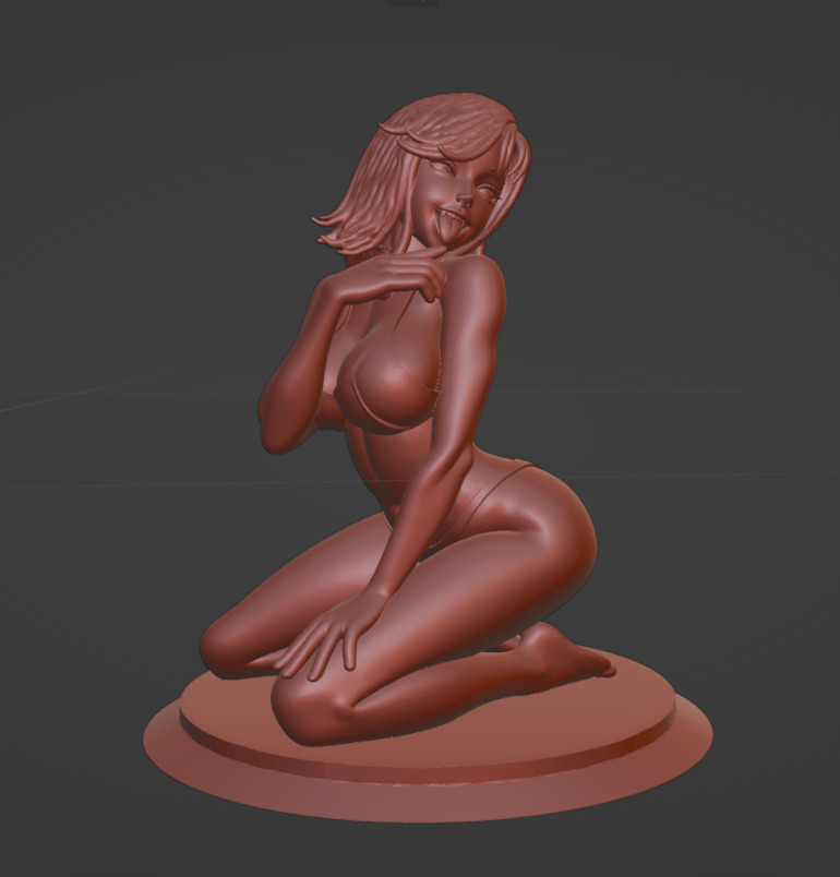 Tease Pose Kneeling Woman with Provocative Expression Sculpture 3D print model_1