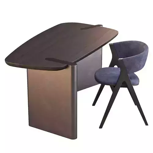 Desk Set - Bonaldo Flatiron Table and Remo Chair 3D model