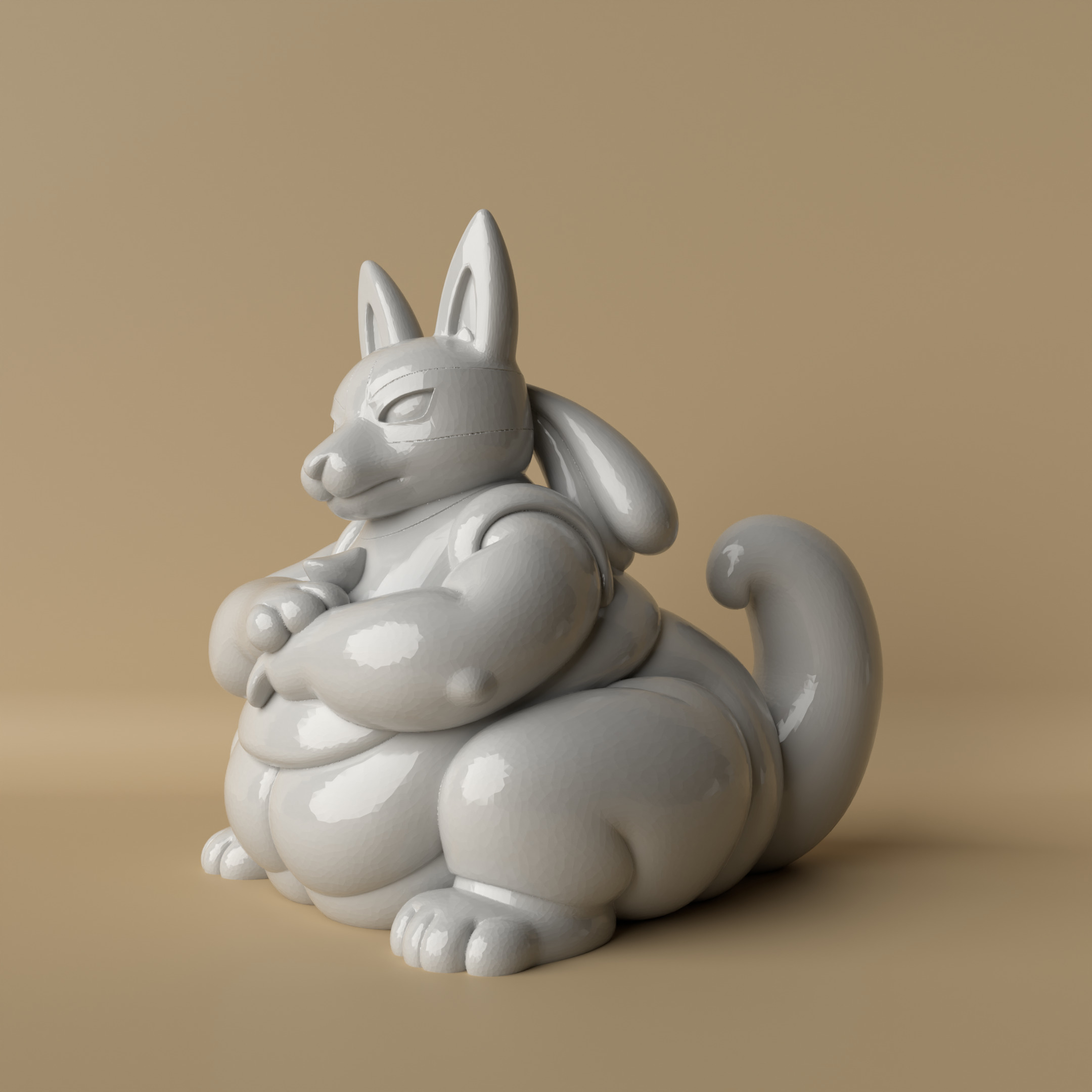 Chubby Lucario 3D  The Adorable Aura Guardian 3D print model_2