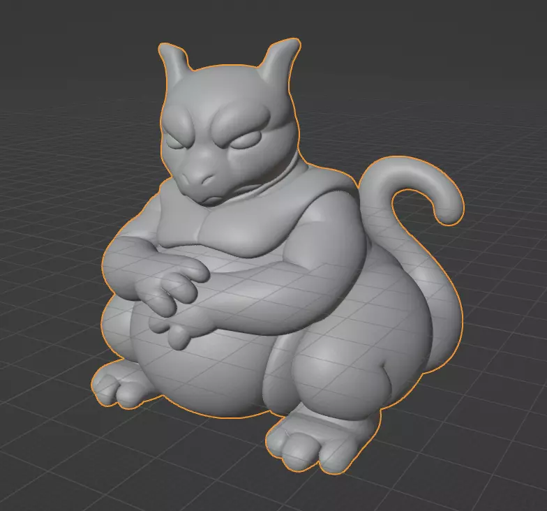Chubby Mewtwo  The Legendary Psychic Pokemon 3D print model_0
