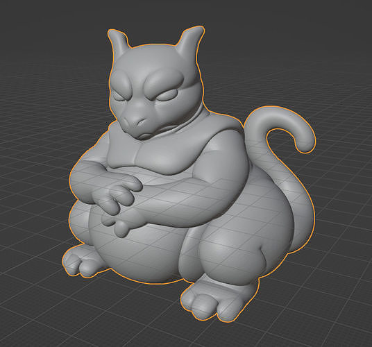 Chubby Mewtwo  The Legendary Psychic Pokemon 3D print model