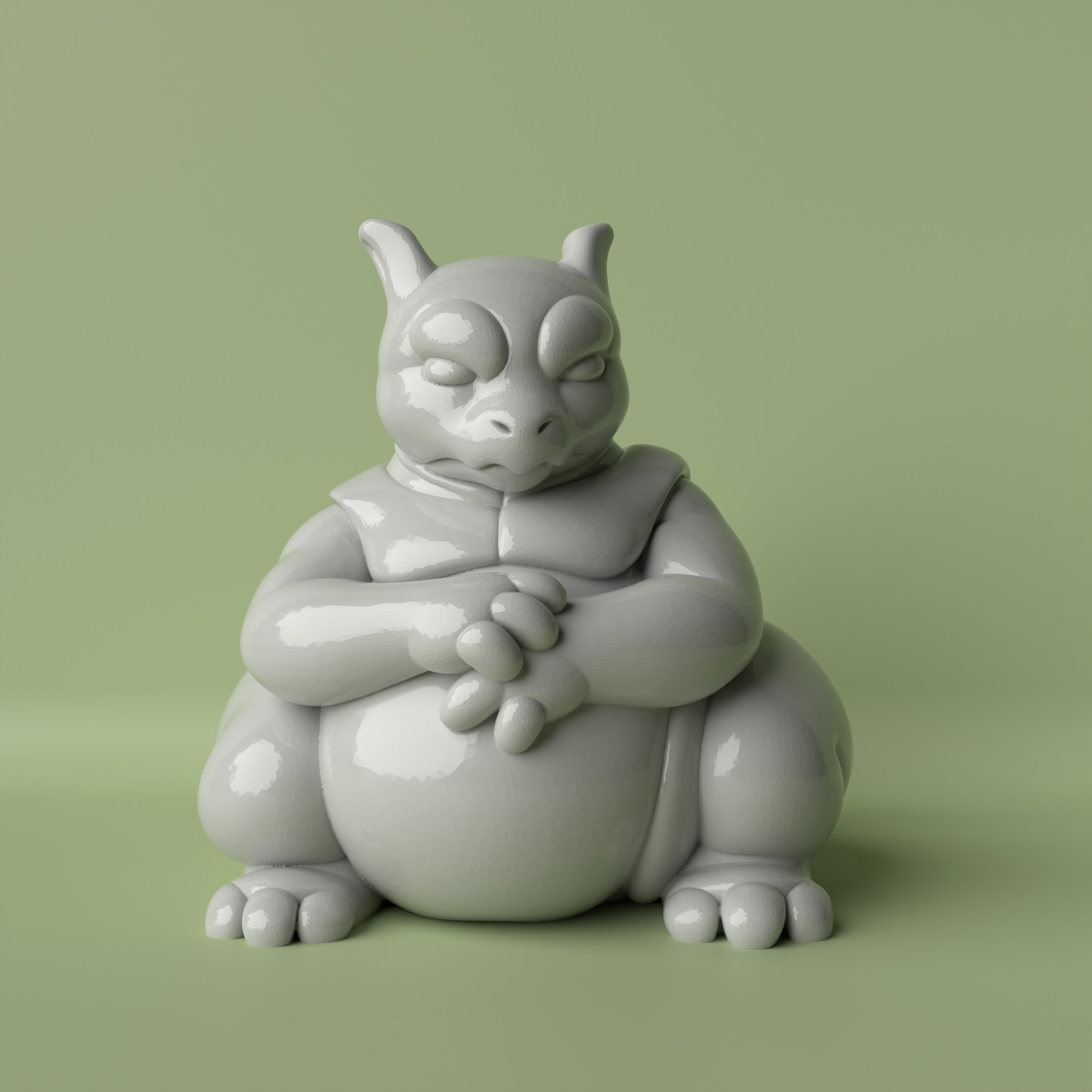 Chubby Mewtwo  The Legendary Psychic Pokemon 3D print model_2