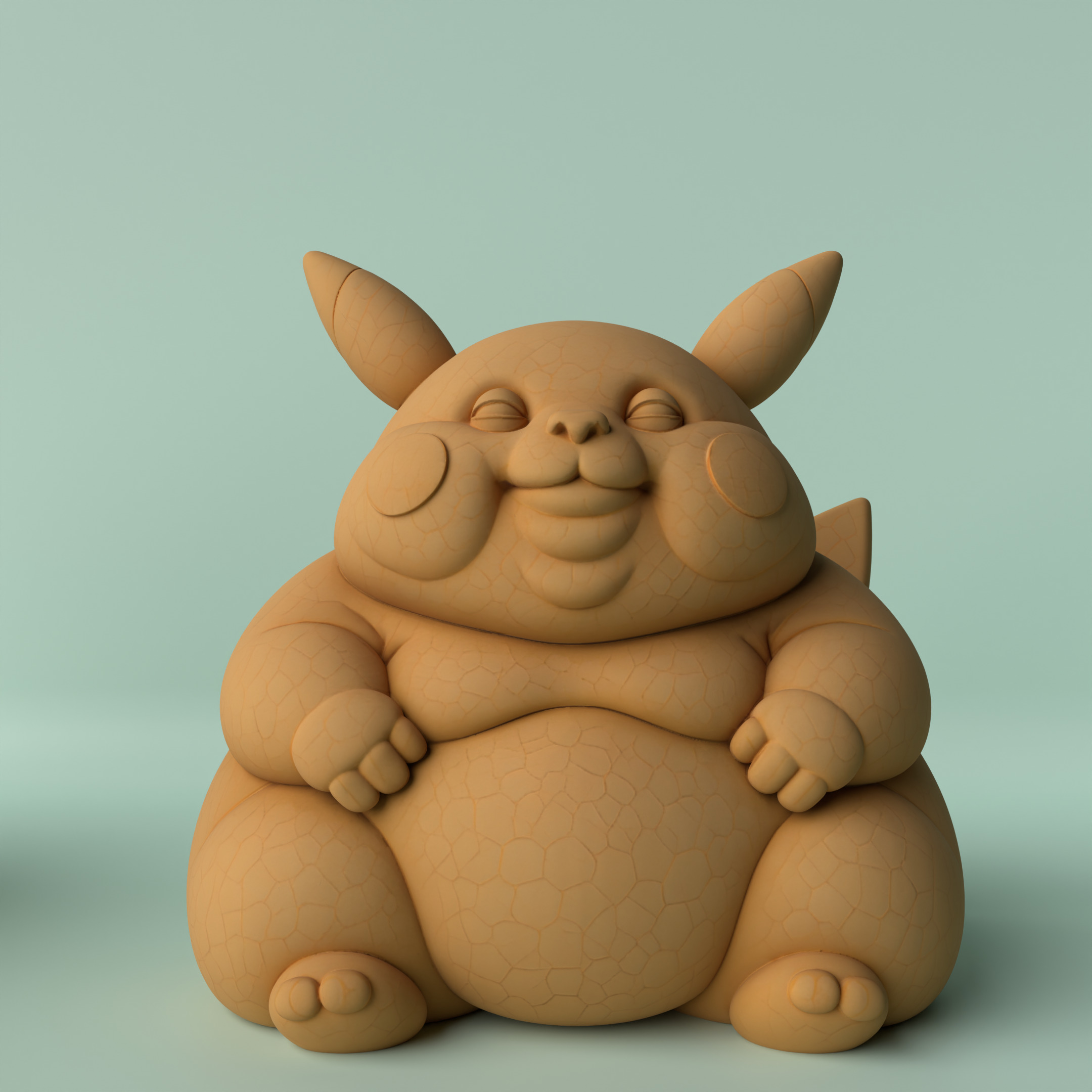 Chubbychu  Stylized Chubby Pikachu Sculpture 3D print model_1