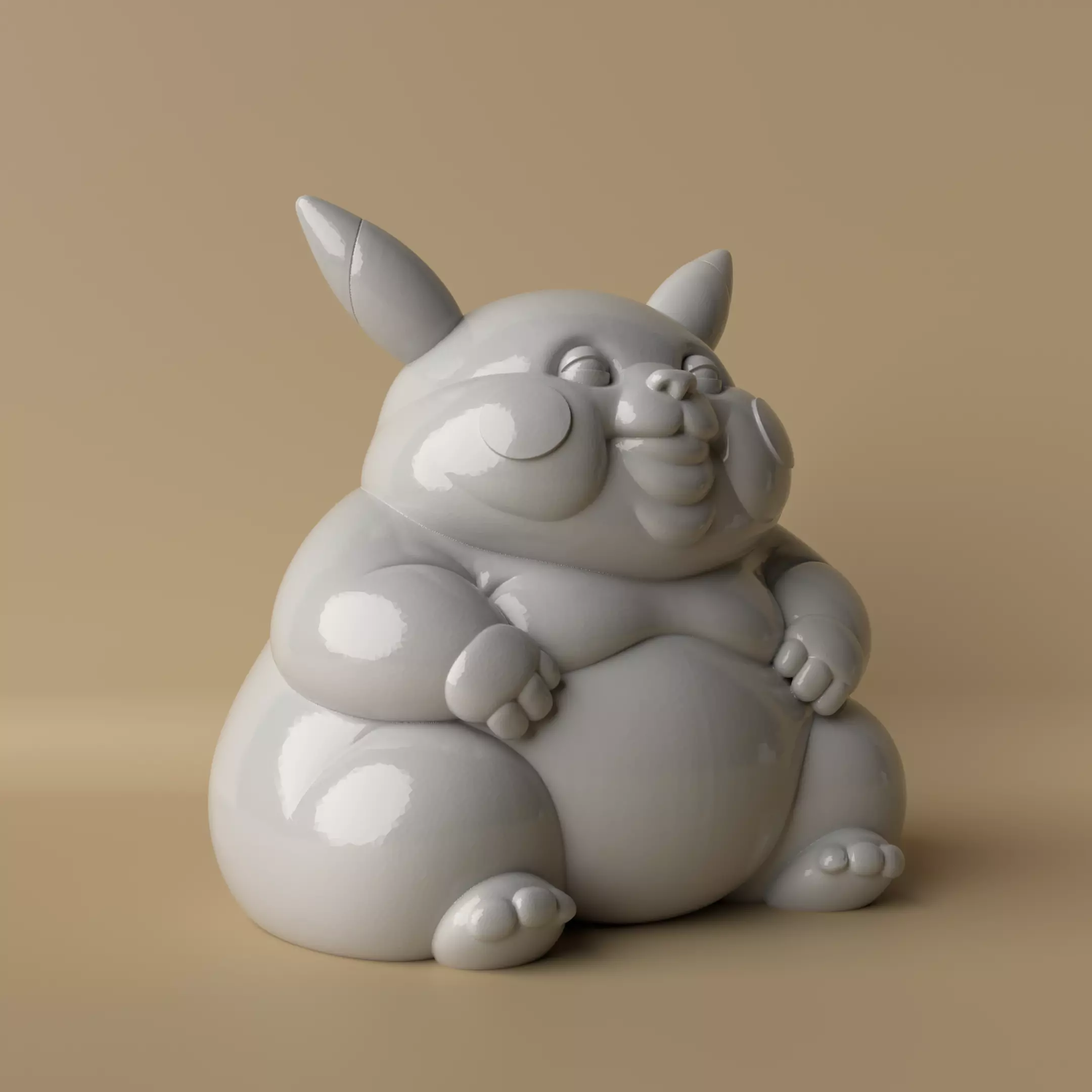 Chubbychu  Stylized Chubby Pikachu Sculpture 3D print model_0