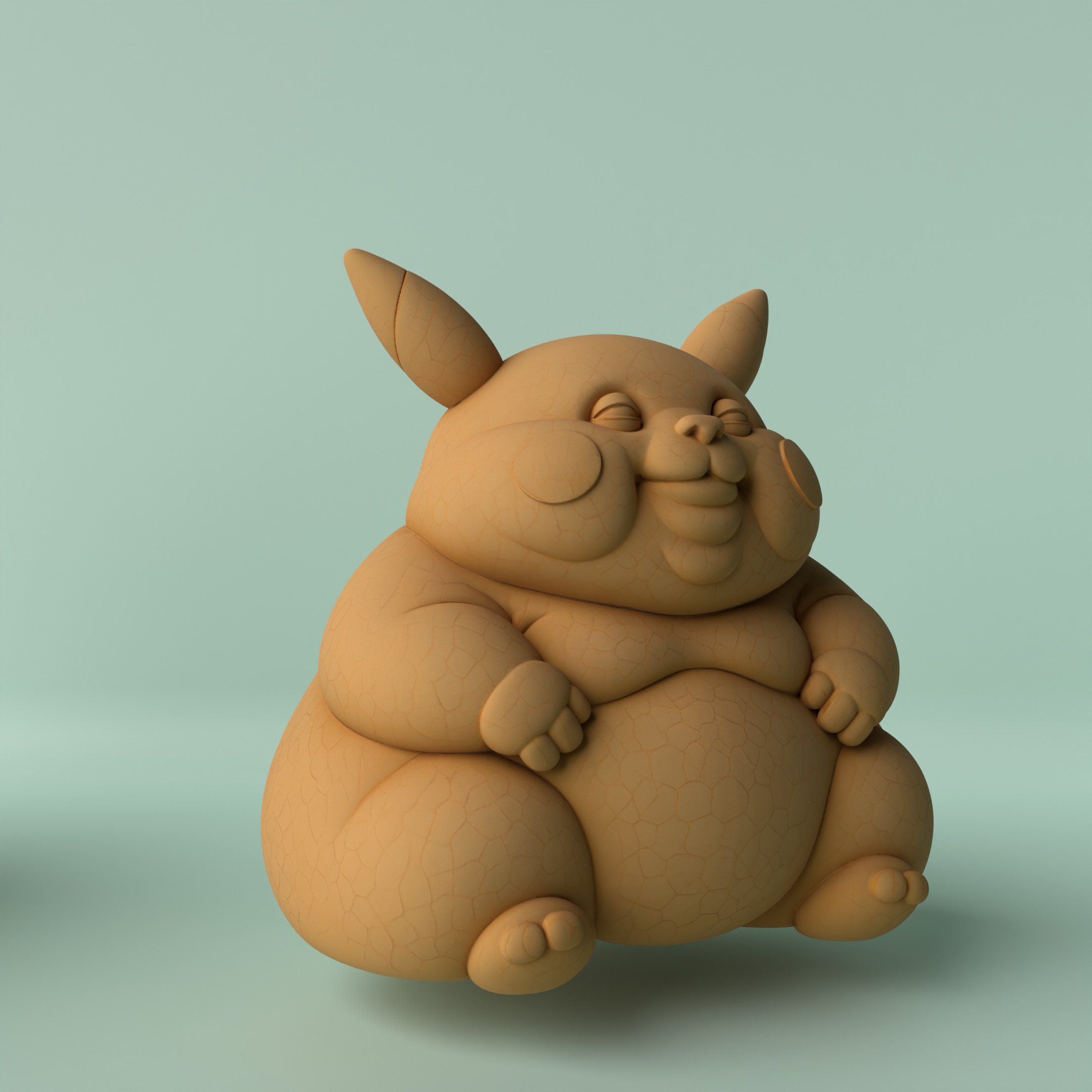 Chubbychu  Stylized Chubby Pikachu Sculpture 3D print model_3