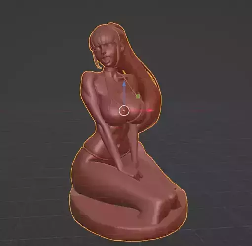 Sensual Seated Anime Girl Stylized and Artistic Sculpture