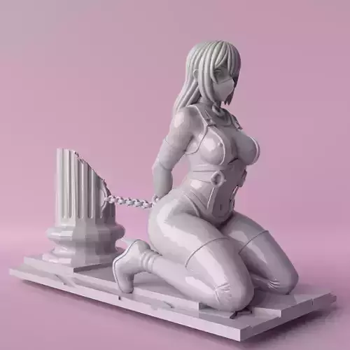 Sensual Sculpture Woman Bound to Greek Column