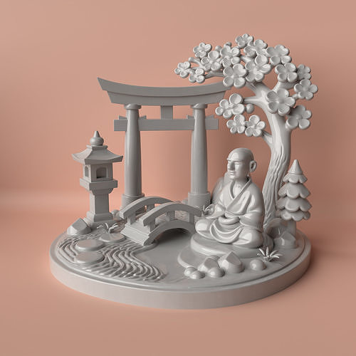 Zen Garden Buddha  Meditation Diorama 3D print model