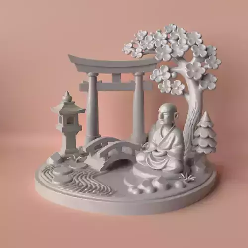 Zen Garden Buddha  Meditation Diorama