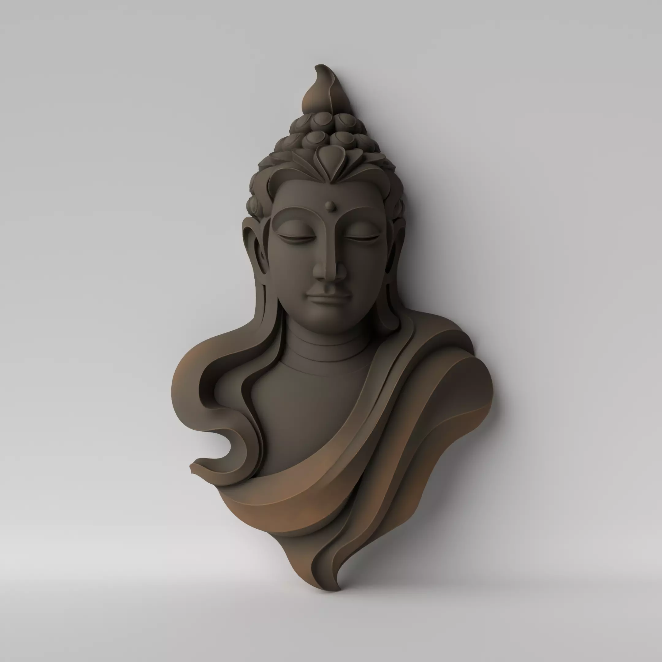 Tranquil Relief Minimalist Buddha Face Wall Sculpture 3D print model_0