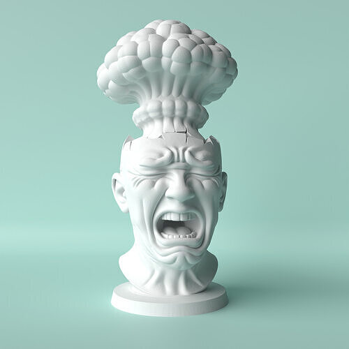Mind Overload  Exploding Head Sculpture 3D print model