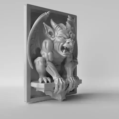 Framed Wall Gargoyle Sculpture