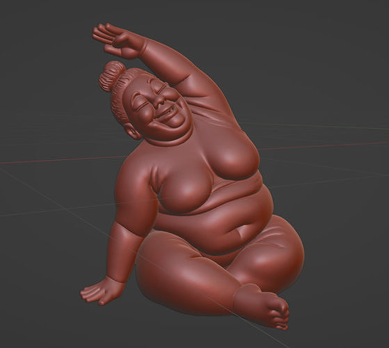 Charismatic Chubby Woman Doing Yoga  3D print model