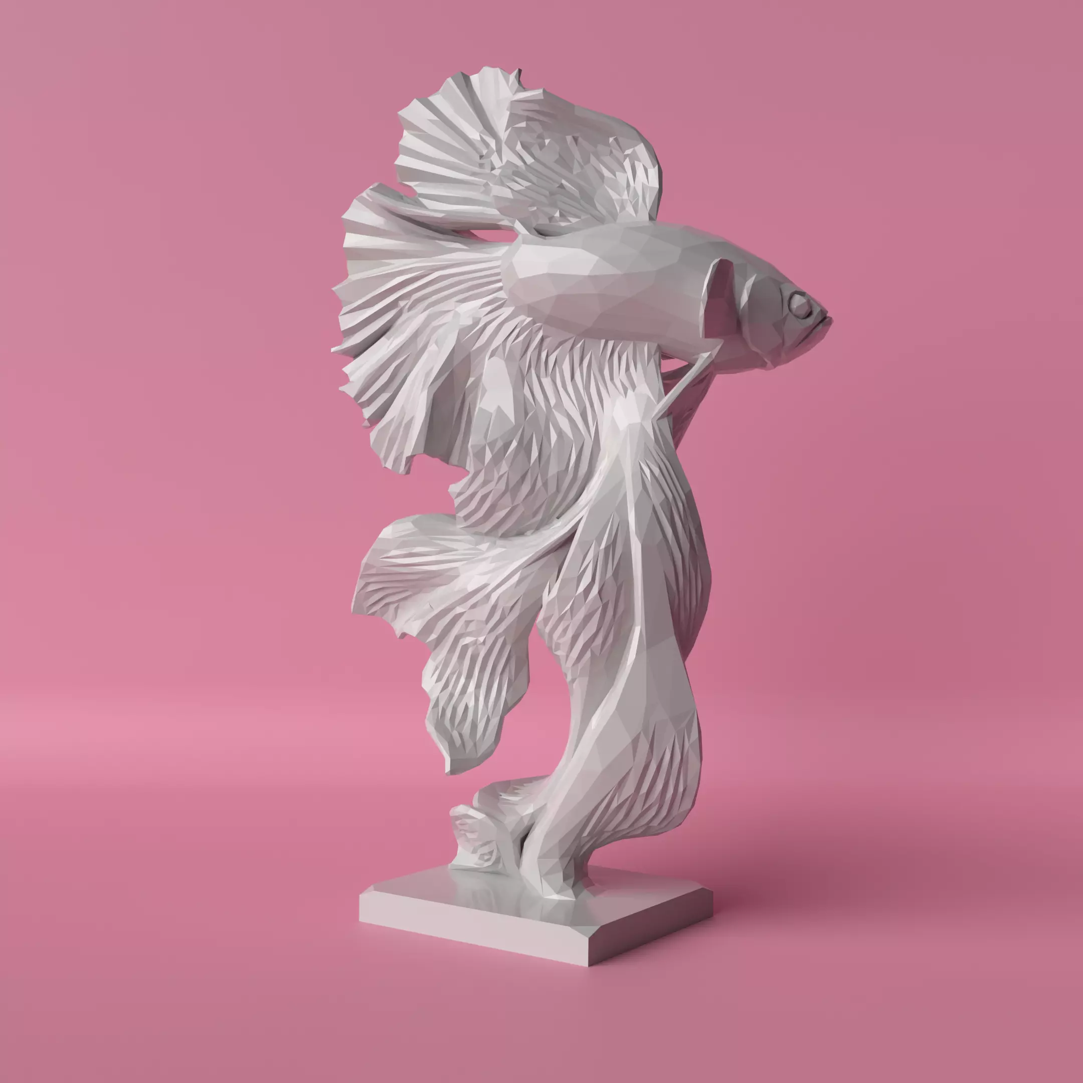 Low Poly Betta Fish Minimalist Decorative Sculpture 3D print model