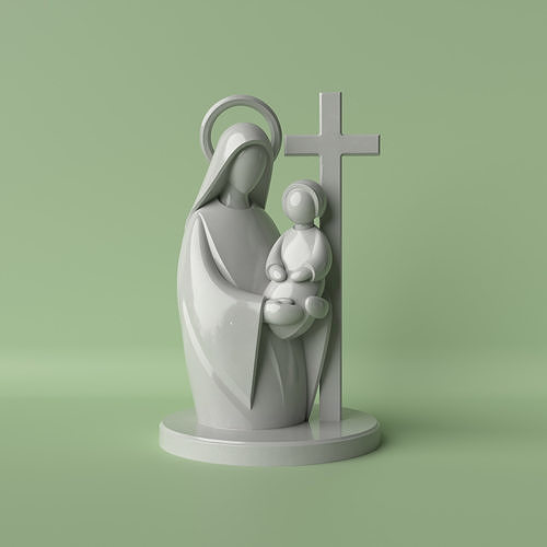 Mater Filius  Minimalist Mary and Jesus Sculpture 3D print model