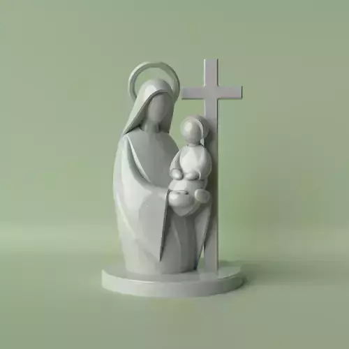 Mater Filius  Minimalist Mary and Jesus Sculpture