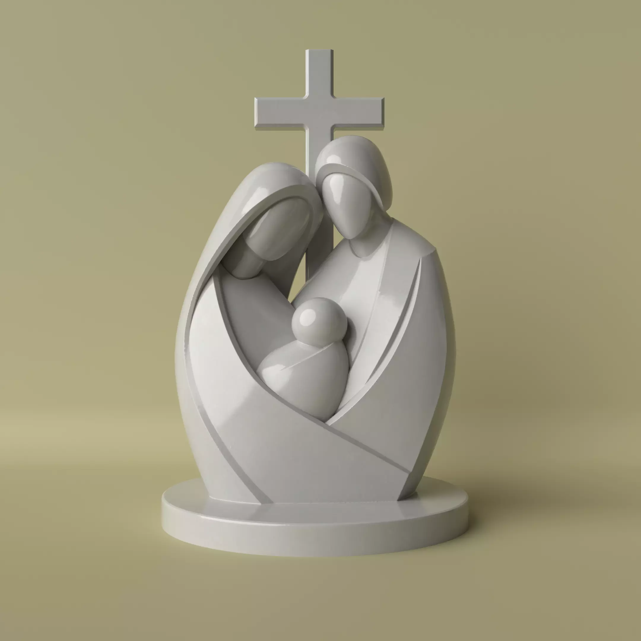 Holy Family Minimalist Sculpture 3D print model_0