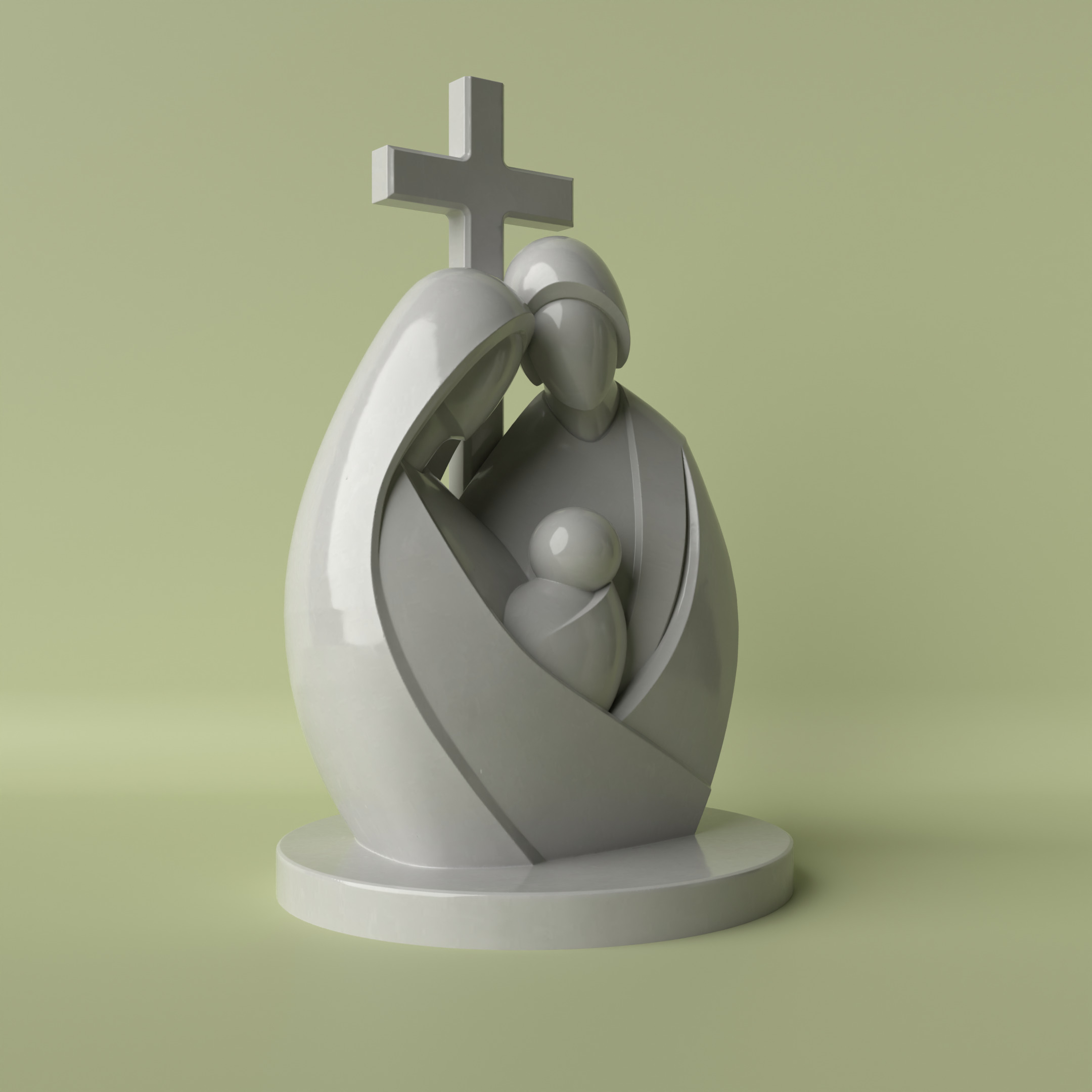 Holy Family Minimalist Sculpture 3D print model_1