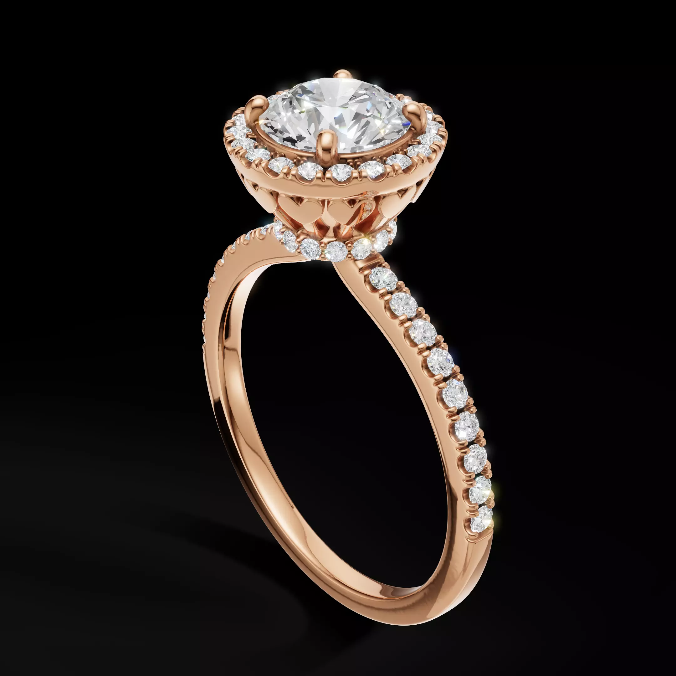 Heart Gallery Diamond Engagement Ring 3D Model STL OBJ FBX 3D print model