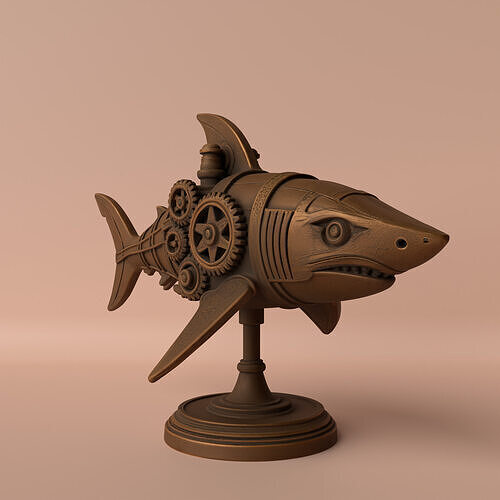 Steamshark Steampunk Shark Sculpture 3D print model
