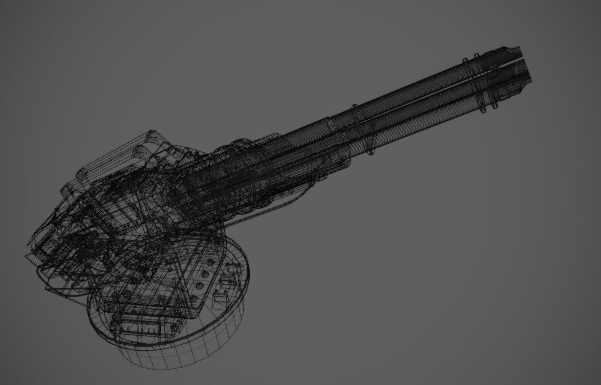 Science Fiction Minigun Low-poly 3D model_2