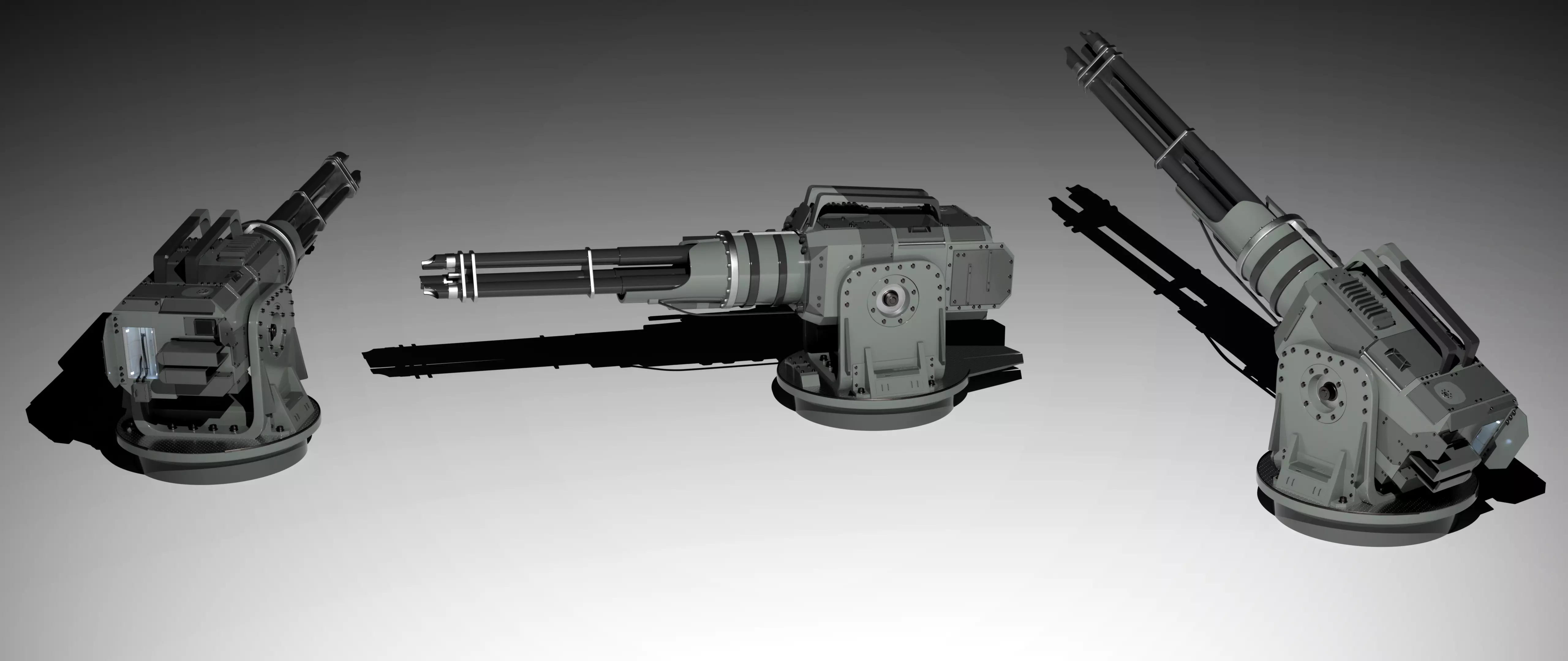 Science Fiction Minigun Low-poly 3D model_0