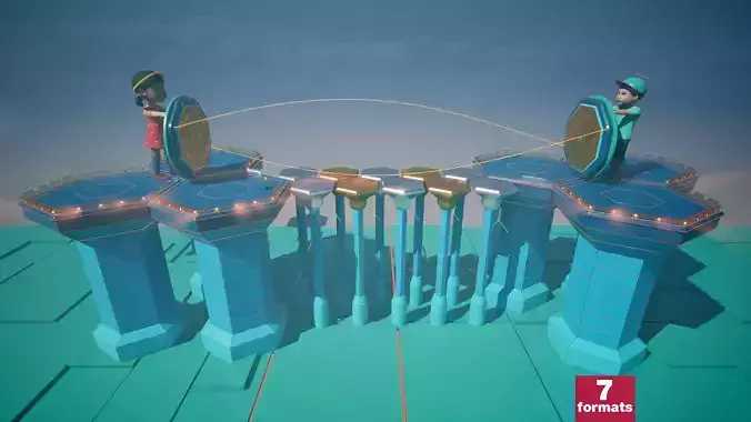 Stylized Platformer with Laser Bridge - Squid Game Inspired Low-poly 3D model