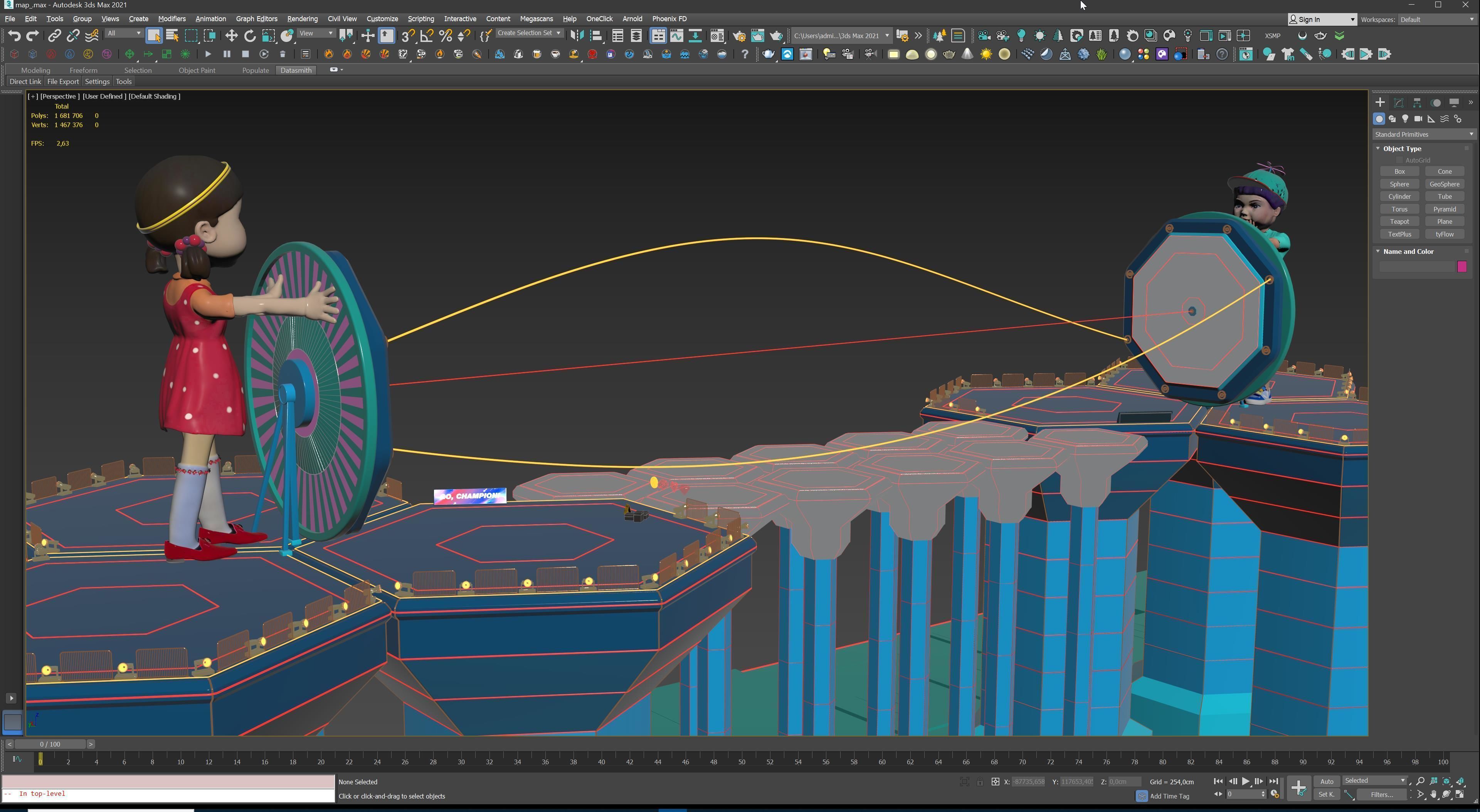 Stylized Platformer with Laser Bridge - Squid Game Inspired Low-poly 3D model_31