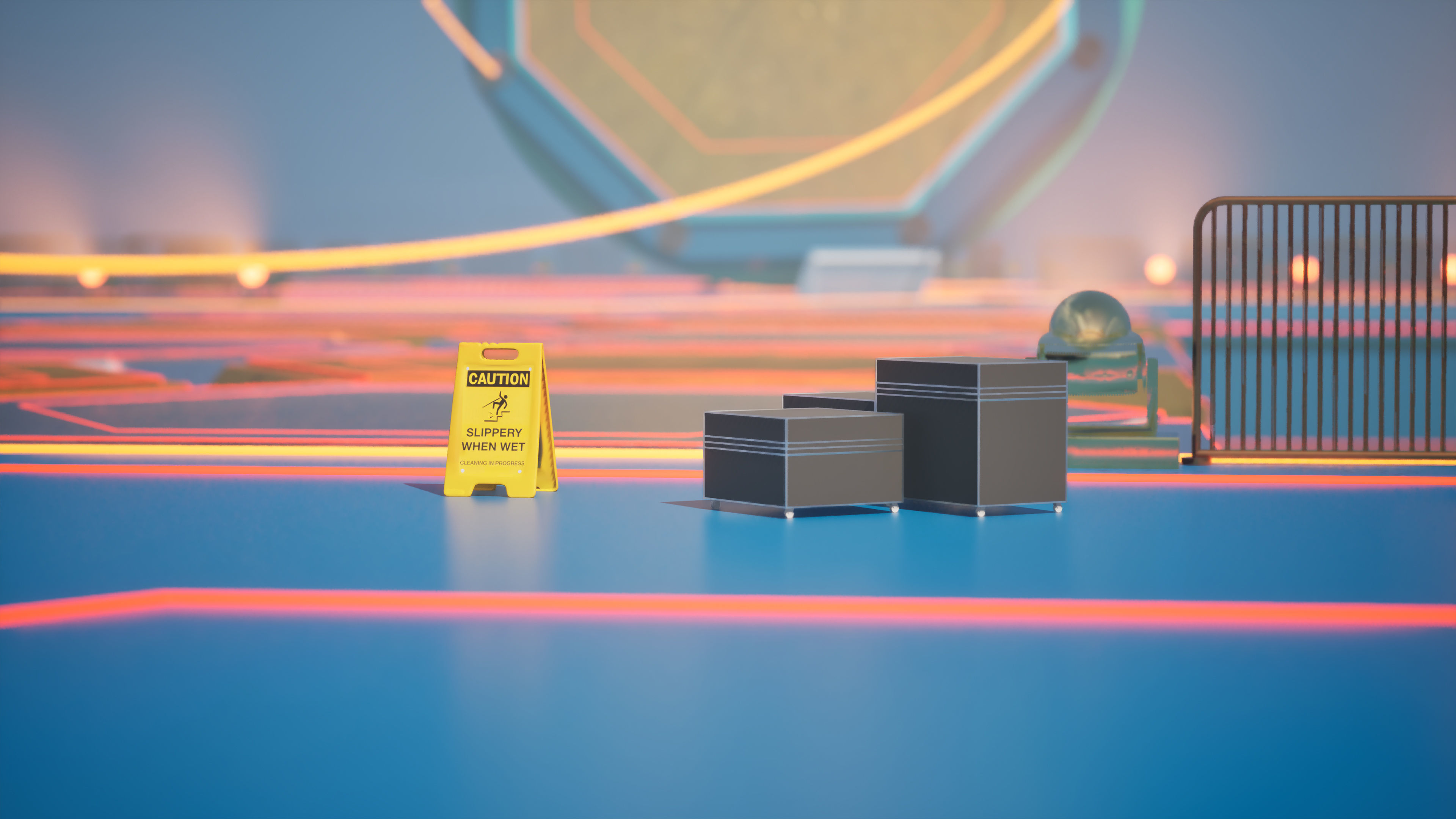 Stylized Platformer with Laser Bridge - Squid Game Inspired Low-poly 3D model_12