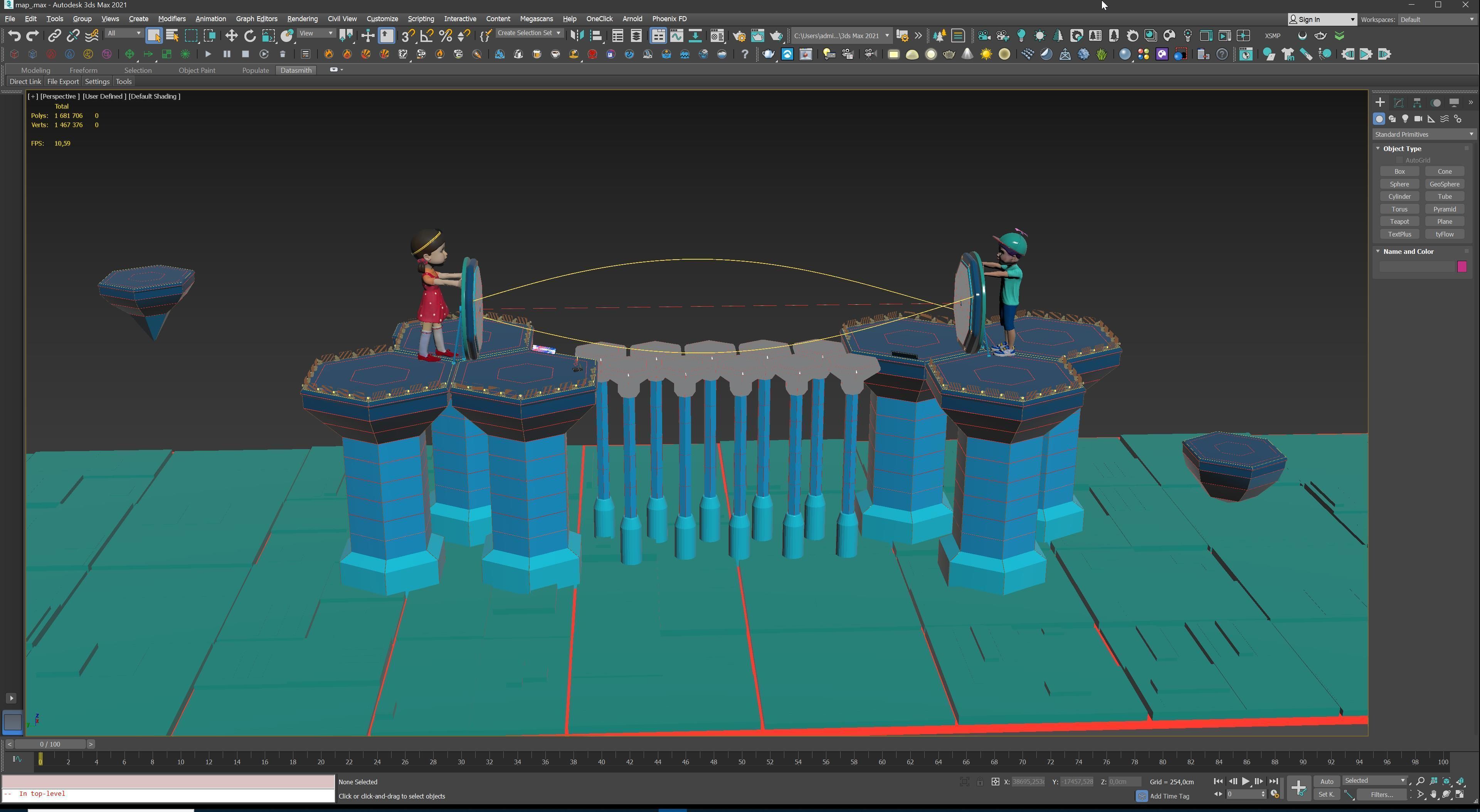 Stylized Platformer with Laser Bridge - Squid Game Inspired Low-poly 3D model_35